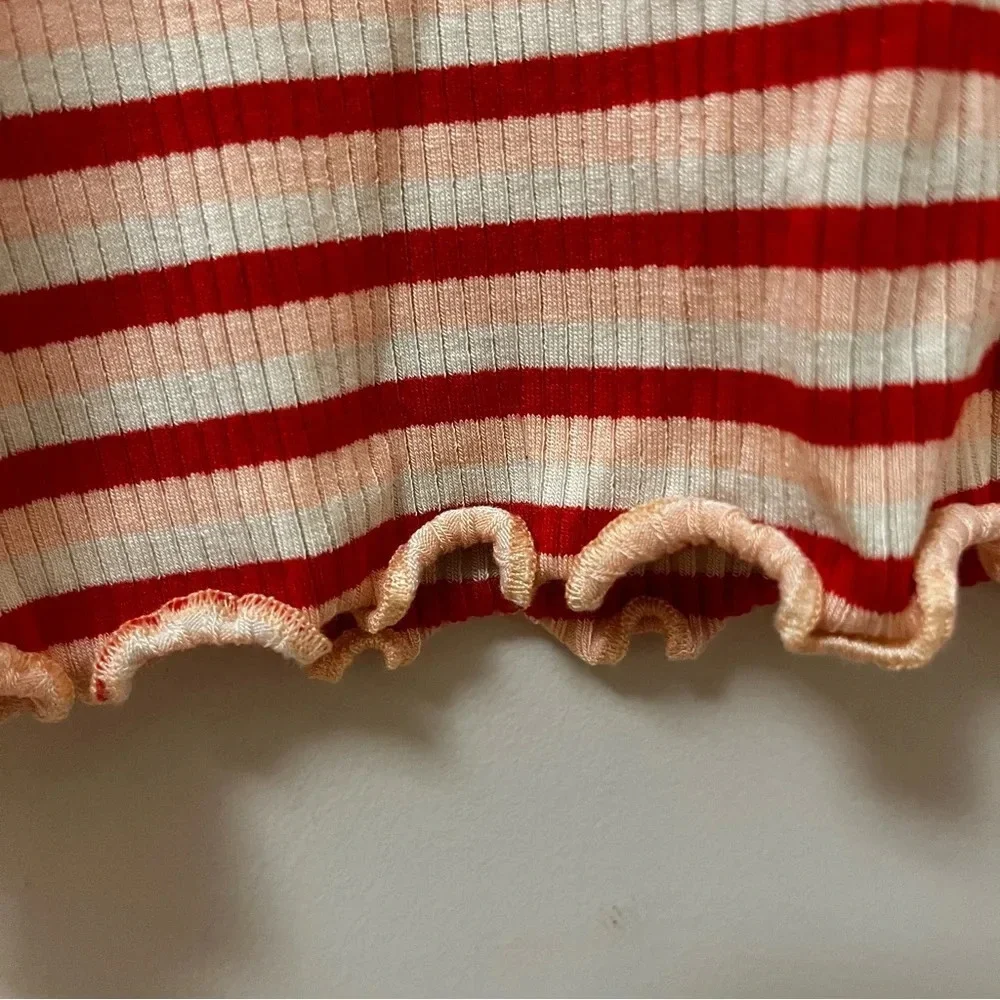 Levi’s Striped Short Sleeve shirt with ruffles-Size Girls M- NWT